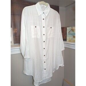 ZOYE CHEN Womens  White‎ Button Down Collared Long Sleeve Shirt Size M